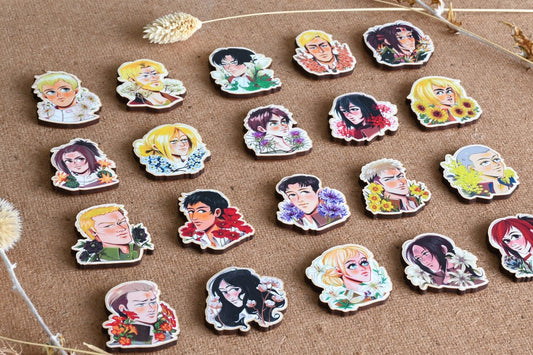 AOT characters - Wooden pins